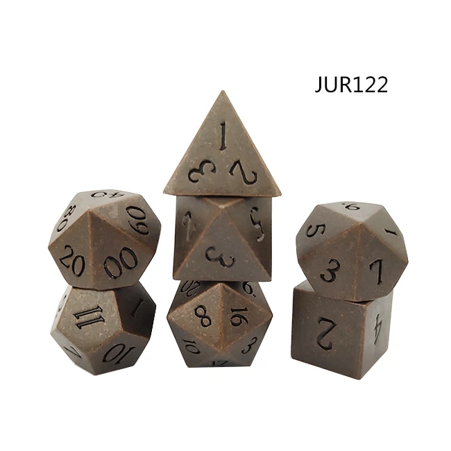 
Ancient style brown color antique finished custom dice metal with box for broad game 