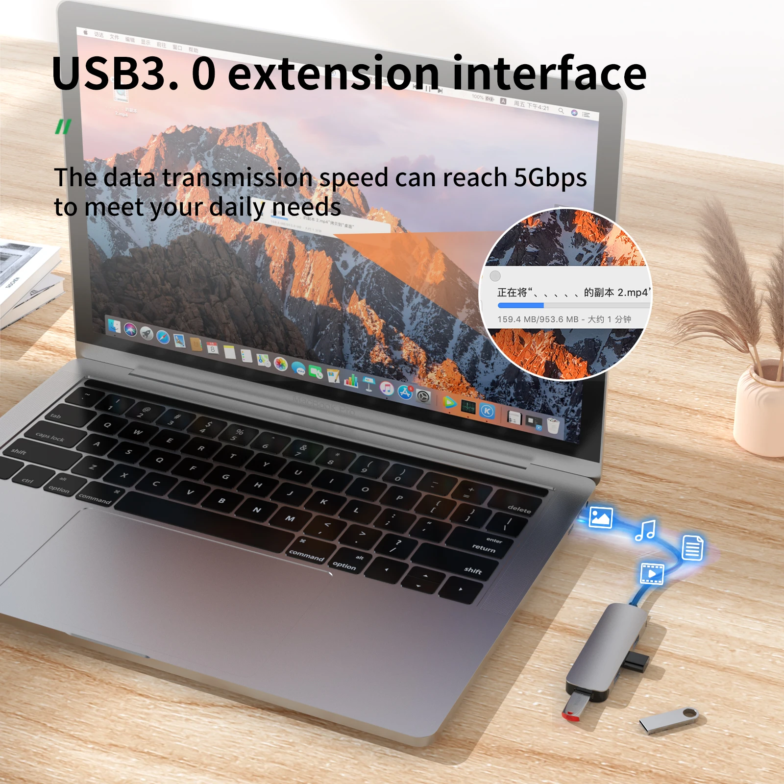 4 Port USB 3.0 Hub Multiport USB Expander Dongle Adapter for Laptop PC Flash Drive Printer USB Splitter Camera Keyboard Mouse