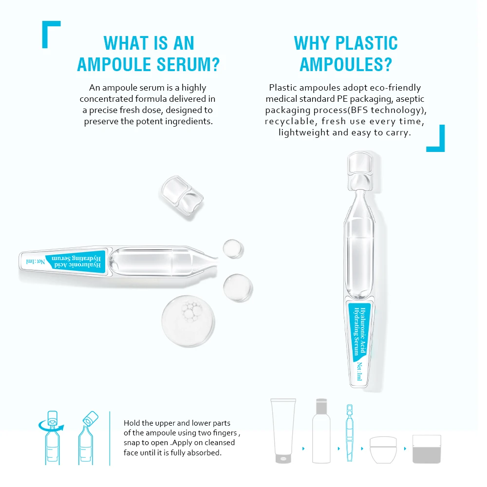 Kangrong OEM ODM face care moisturizing repairing polyglutamine sodium glycerol ampoule hyaluronic acid skin care serum