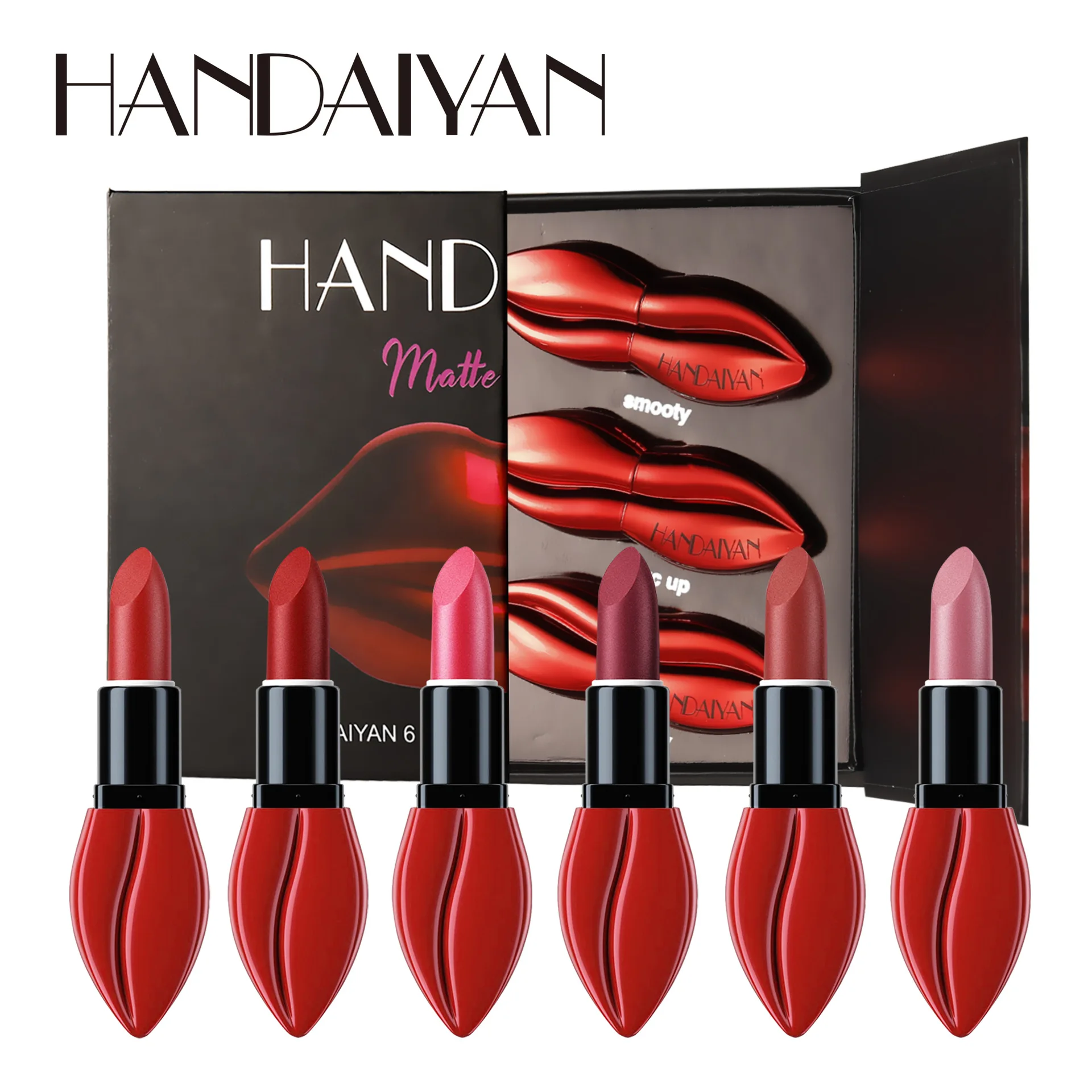 Handaiyan 6pcs handaiyan lipstick set Waterproof Moist Wholesale Long-lasting Velvet Lipstick Set Matte Non-stick Cup Lip Glaze