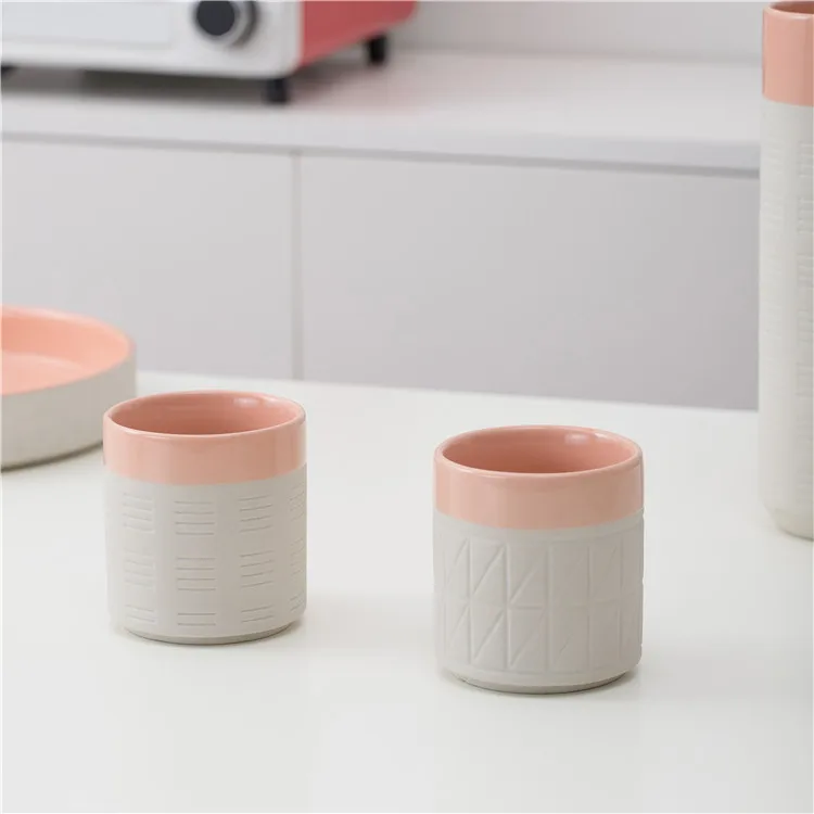 Новый дизайн, недорогой креативный розовый маленький Европейский чайный набор, керамические фарфоровые чайные чашки без ручки