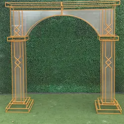 Europe Transparent Round Flower Metal Stand Wedding Arch Door Backdrop