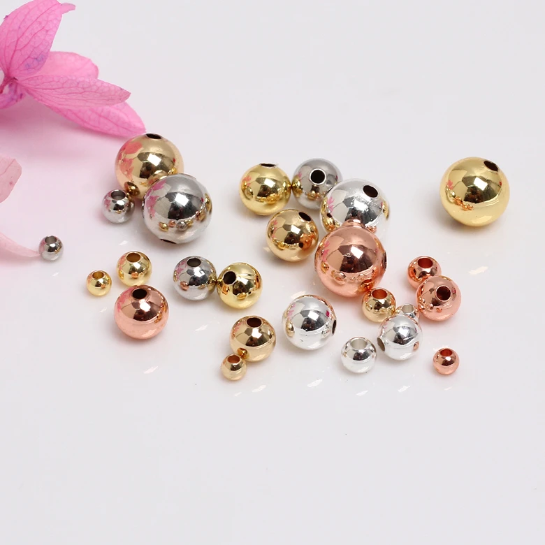Glossy Loose Beads 4mm 14k 18k Gold Color-preserving 4 Colors Brass Spacer for Diy Jewelry