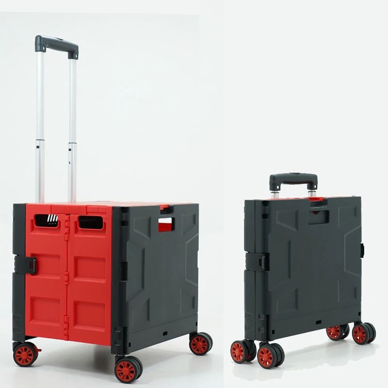 Wholesale 6 wheel climbings plastic mini foldable beach luggage cars bag supermarket portable folding shopping trolleys carts