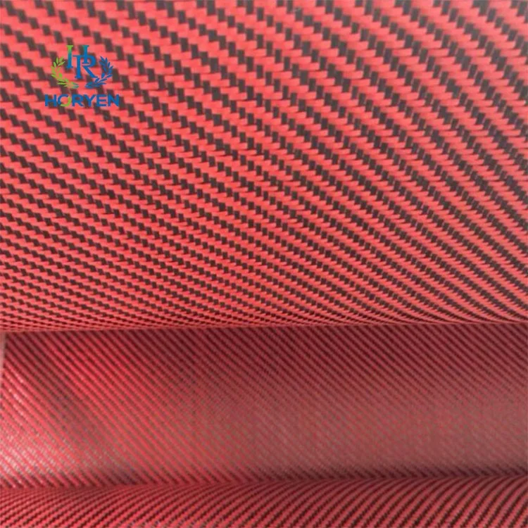 High Strength 200gsm Red Black Carbon Fiber Fabric Cloth Roll