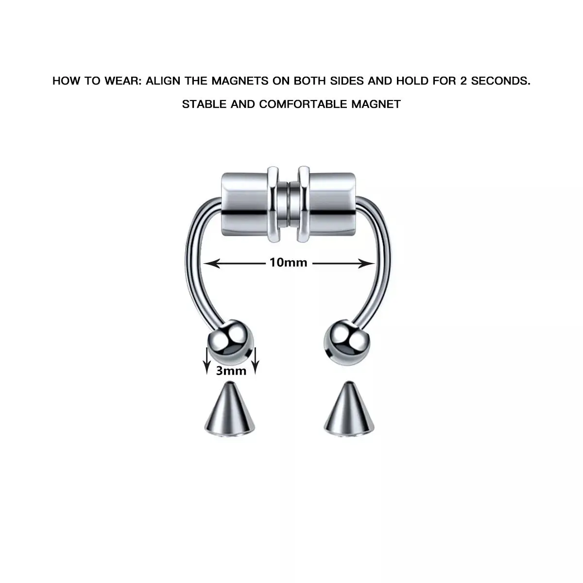 Оптовая продажа Магнитная для пирсинга носа кольца обруч подковы магнитные кольца для пирсинга перегородки носа кольца из хирургической нержавеющей стали кольцо для носа