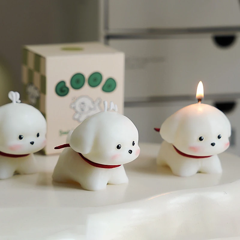 3D Animal Cute Puppy Statue Candle Dog Lover Gift Box Home Decoration Custom Art Scented Candle