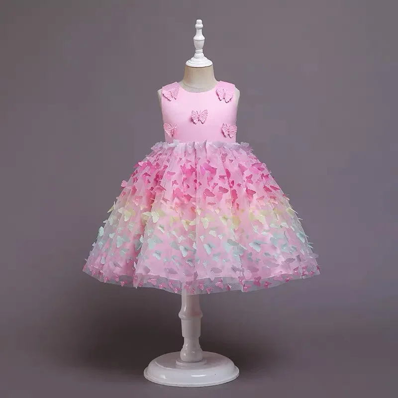 Hot sale Gradient butterfly laser 3D lace fabric embroidered lace for girls dress