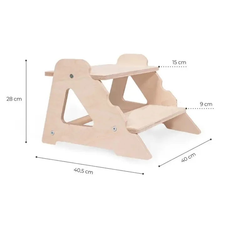 Wooden Chair Square Foot Stool Stepping Two Stairs Stool