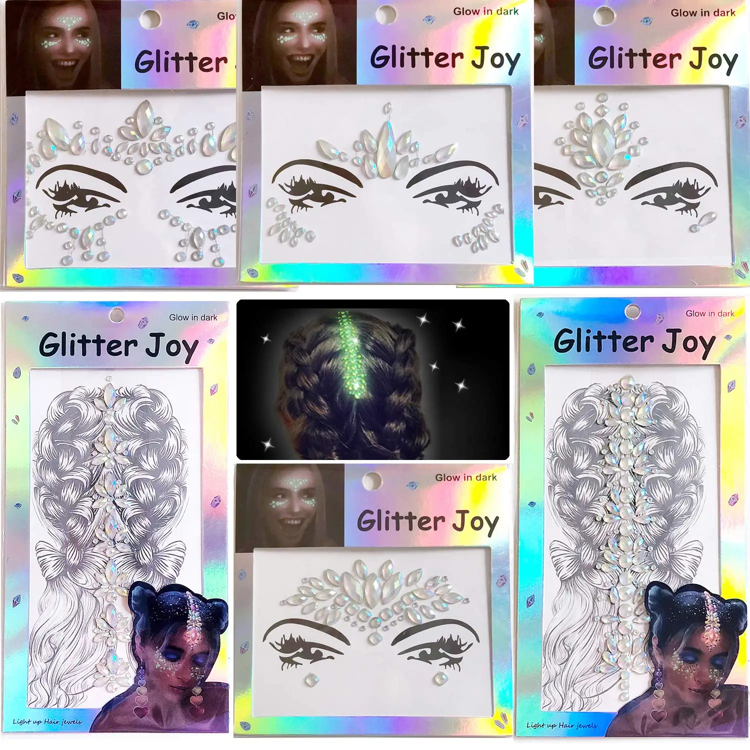 Factory Face Jewels Tattoo Rhinestone Shiny Black Diamond Sticker Rave Crystals Eyes Body Sticker for Festival Decoration