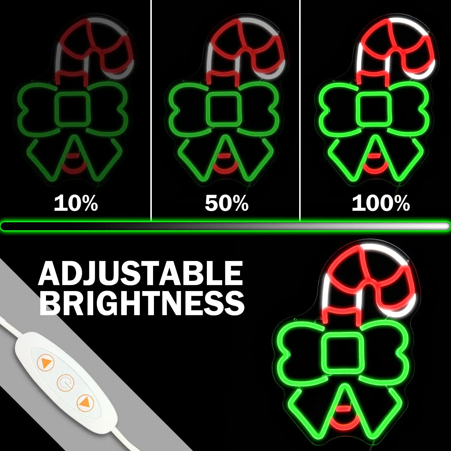 Christmas Candy Neon Sign for Wall Decor Dimmable Christmas Sign for Bedroom Children Kids Gift Living Room Winter Home Party