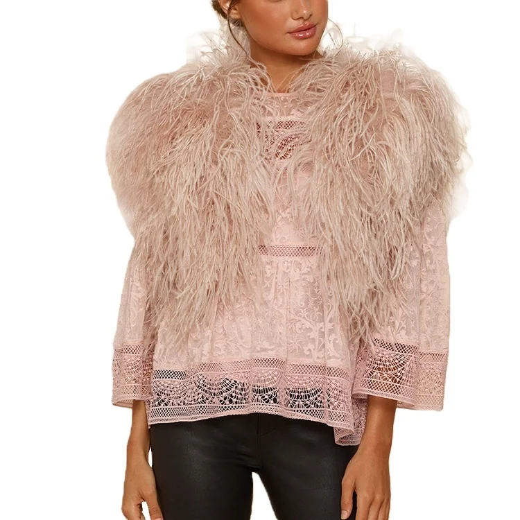 Winterized Womans Coats 100% Ostrich Women Fur Top Real Fur Bolero For Women