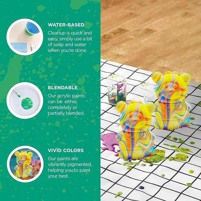 2024 Fluid Pigment Art Set Fluid Painting  Kit Custom Plaster Shape