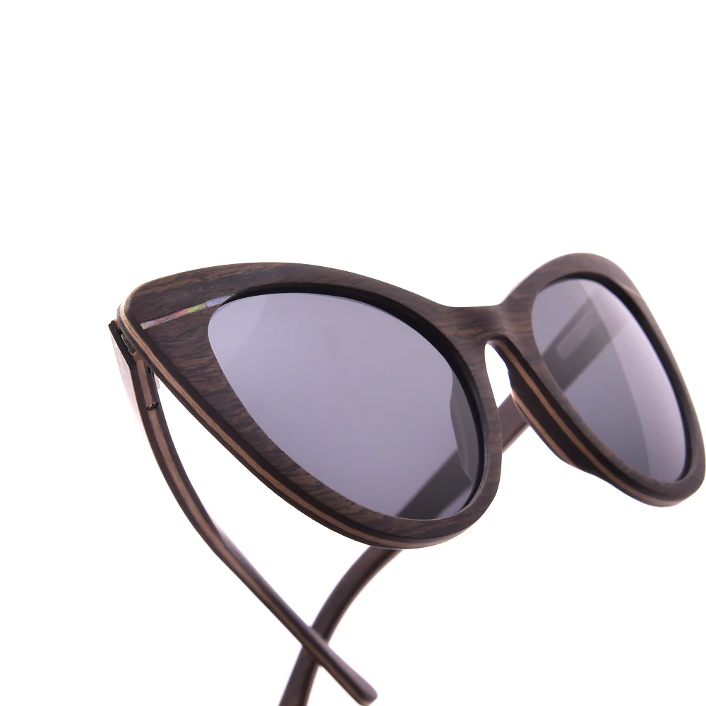 Cat Eye Wood Sunglasses for Women 2022 Luxury Designer Polarized Abalone Shell Black Sun Glasses Men Driving Shades