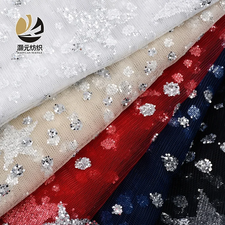 Ready goods wholesale fancy printing 100% polyester galaxy printed white crystal tulle fabric