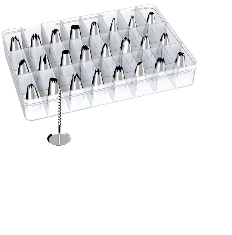 
Amazon hot selling 32 Piece Cake Decorating Tools Kit Baking set with icing Tips pastry bags smoother Piping Nozzles Couple 