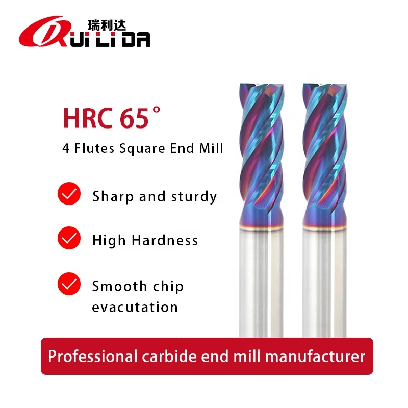 RLD 2020 famous high hardness carbide cutting tools blue naco coating flat end mills 4 flutes