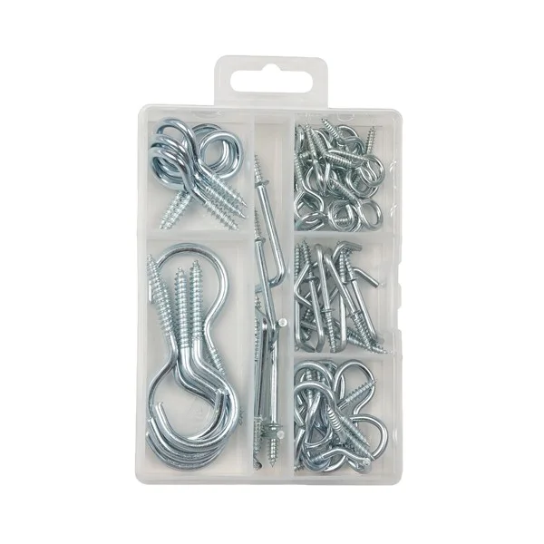 58pc Hooks Set hook loop self tapping eye screw for wood screw hook,eye screw,square hook