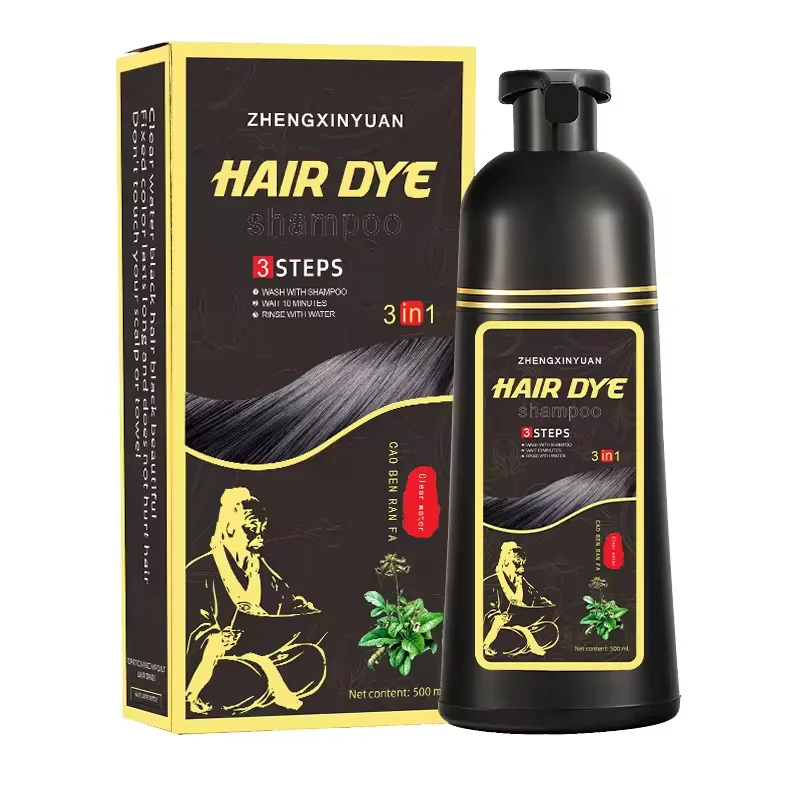 500ml Herbal black hair dye cream Healthy hair dyeing without allergies Quickly cover white hair Natural black  dye shampoo