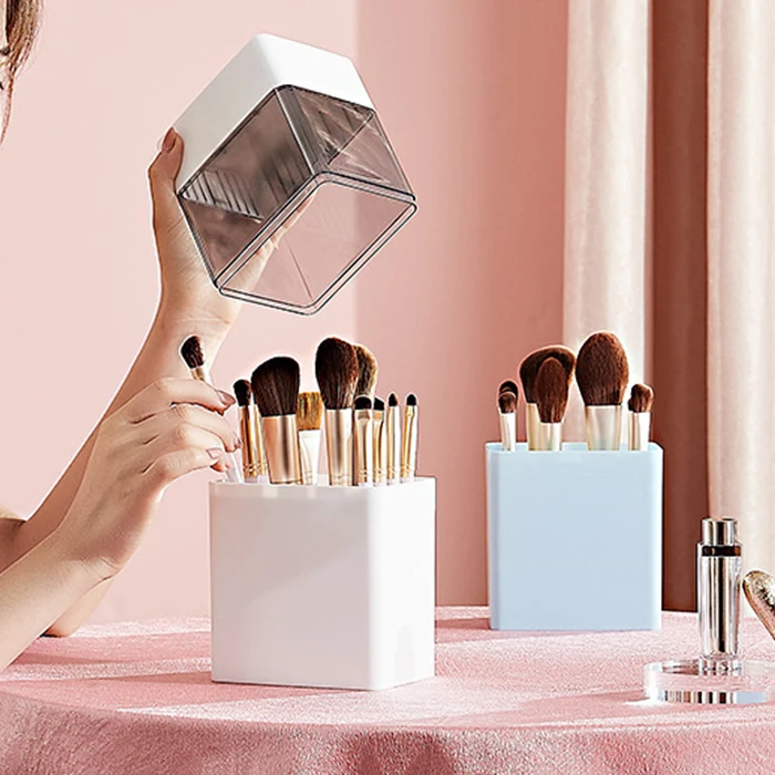clear window cap Dust-proof Brush Storage Artist Brushes Travel cosmetic Bag Stand-up Makeup Cup Brush Holder