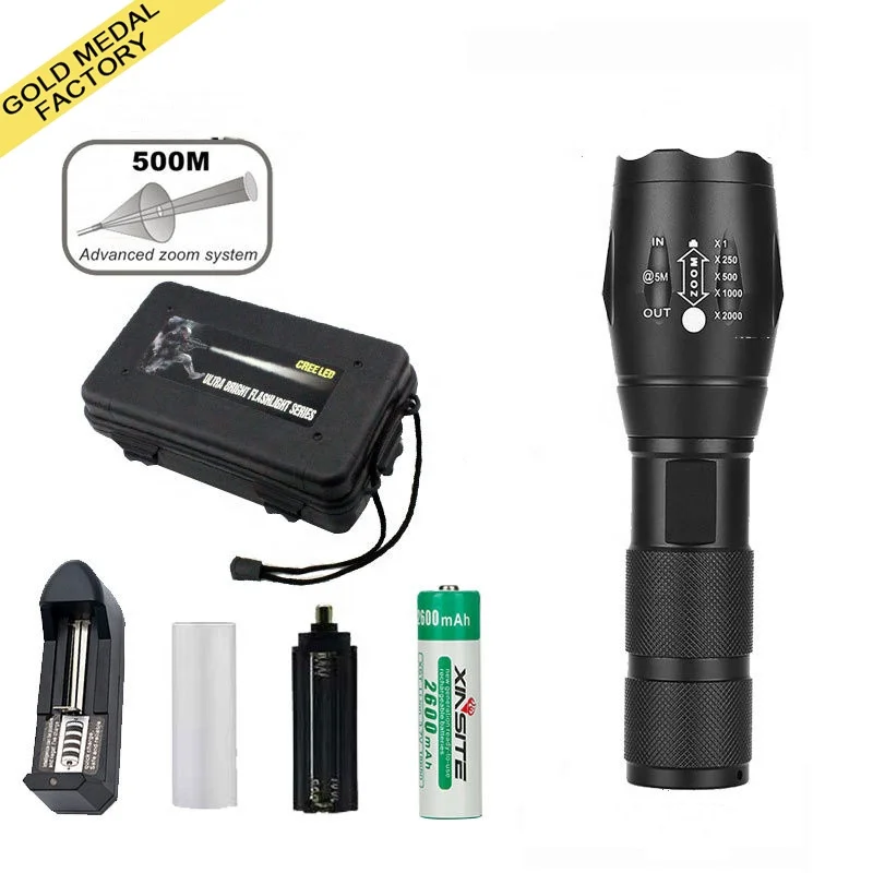High Power Camp Waterproof Flash Light Set LED Rechargeable Tactical Torches Telescopic Tochlight Flashlight