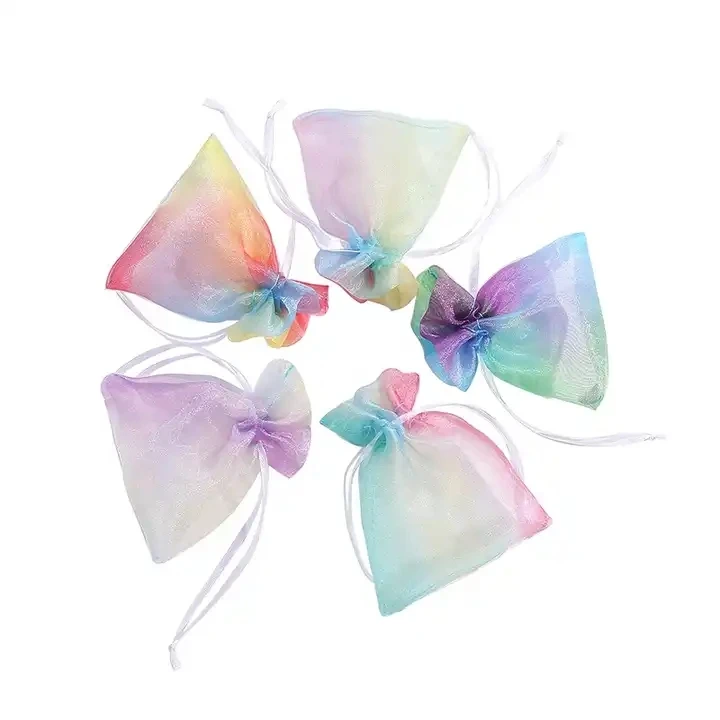 Colorful Mesh Organza Drawstring Pouch Bag Jewelry Favor Pouches Portable Sheer Organza Gift Bags For Party Supplies
