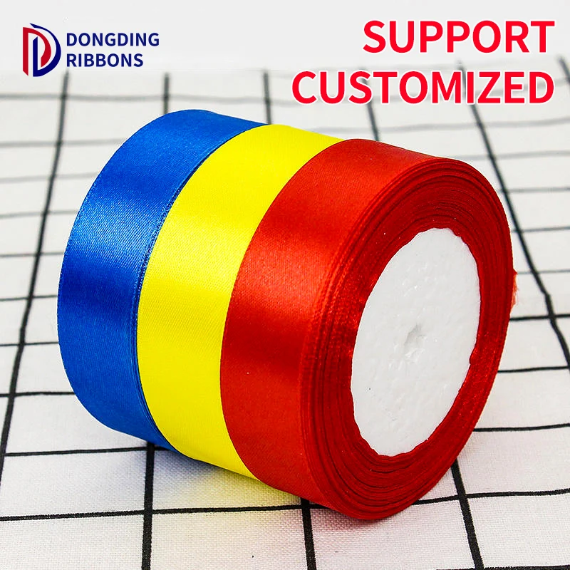 Wholesale Ribbon Mix 196 Colors 1 Inch 2.5cm Satin Ribbon For Fruit Packing