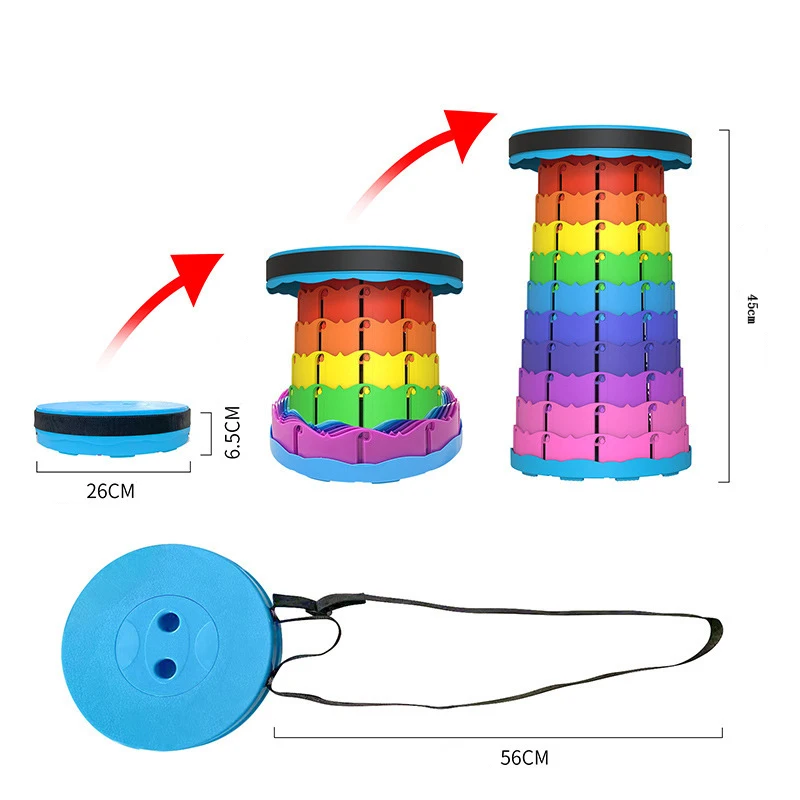New Design Telescopic Retractable Plastic Hand Chair Black Step Collapsable Portable Upgraded Retractable Folding Stool