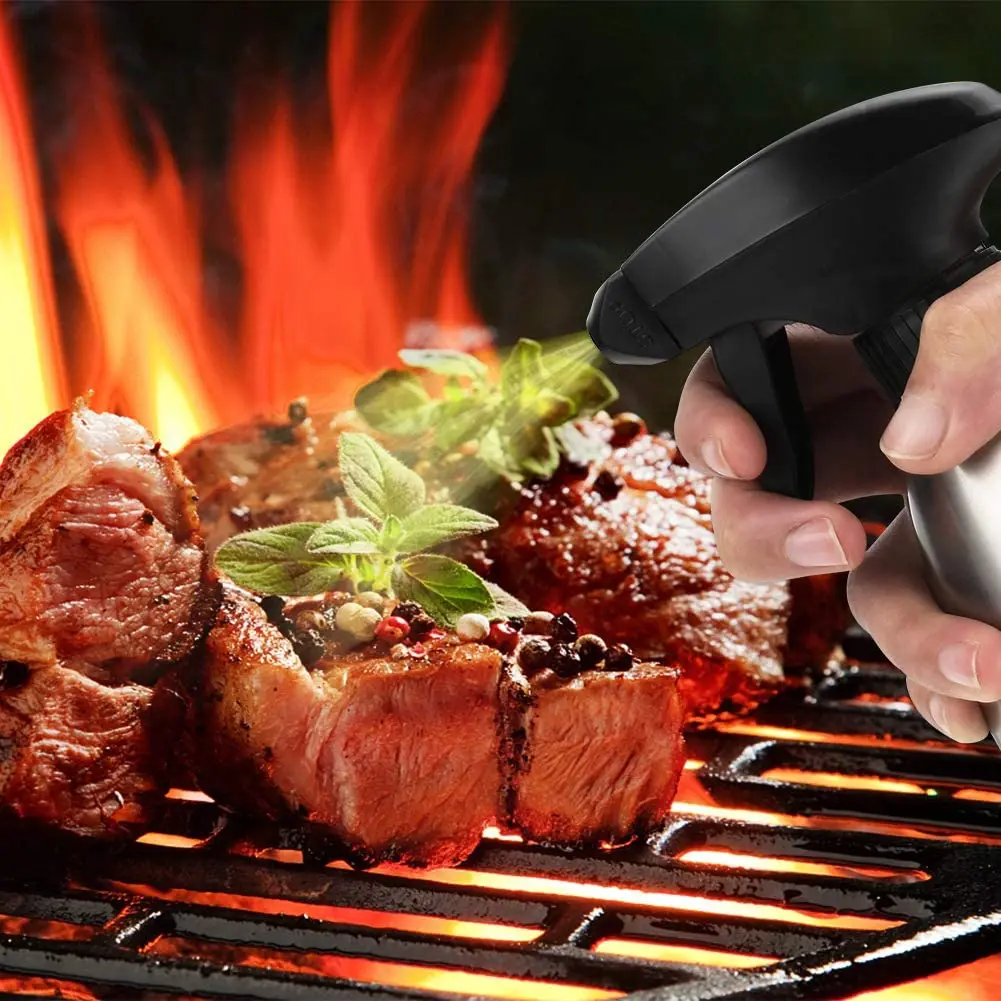 Olive Oil Spray Dispenser Stainless Steel Oil Sprayer Bottle for Cooking Vinegar Sprayer Silver Metal Tools Box