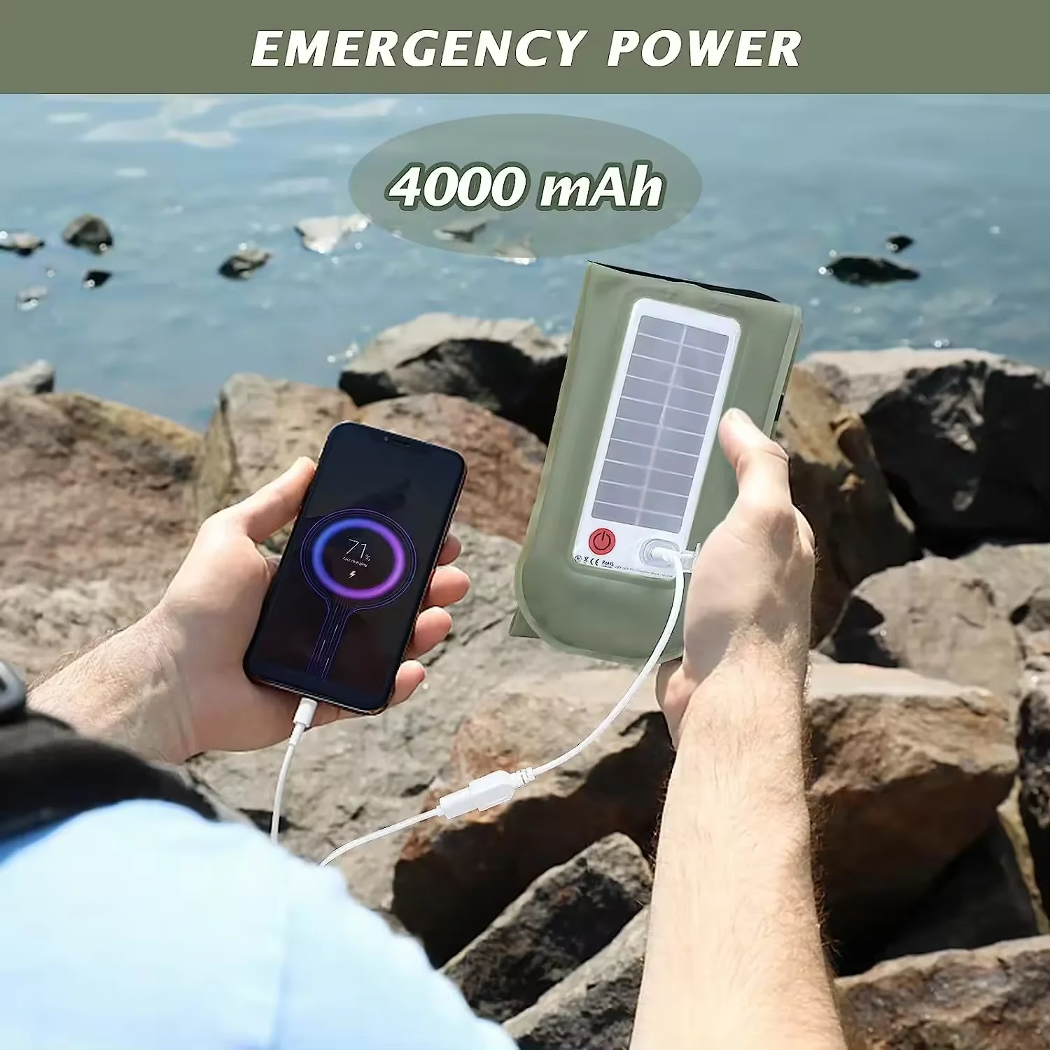 New Portable Rechargeable Solar Power Led Flashlights Light Lamp Waterproof Powerful Tactical For Outdoor Camping