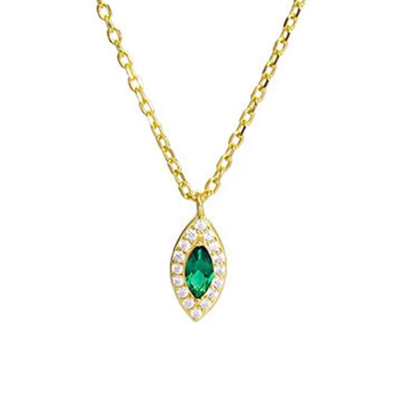 Wholesale 925 Sterling Silver Necklaces Luxury Elegant Vintage Fine Jewelry 14k Gold Plated Emerald Pendant Necklaces For Women