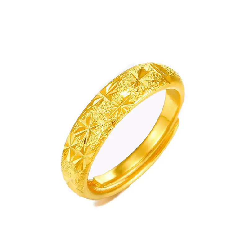Ring Men Dubai 24K Gold Anti-allergy Smooth Simple Wedding Couples Rings Bijouterie for Man or Woman Gifts