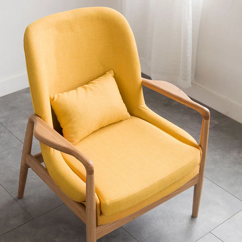 Nordic solid wood single sofa chair modern minimalist casual chair Japanese -style furniture small apartment living room fabric