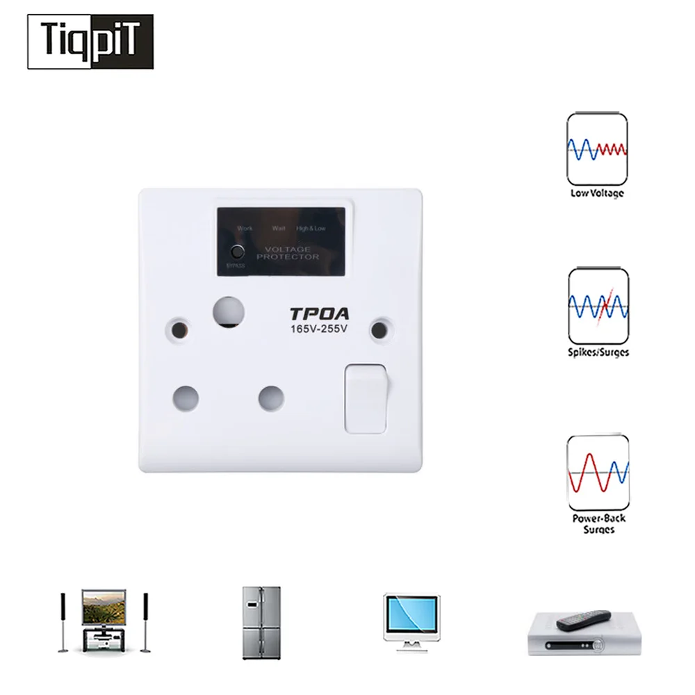 1712 15A Digital Display Wall Socket Type Voltage Protector Wall Mount Voltage Protector Single Phase AC 220V Tiqpit/tpoa CN;ZHE