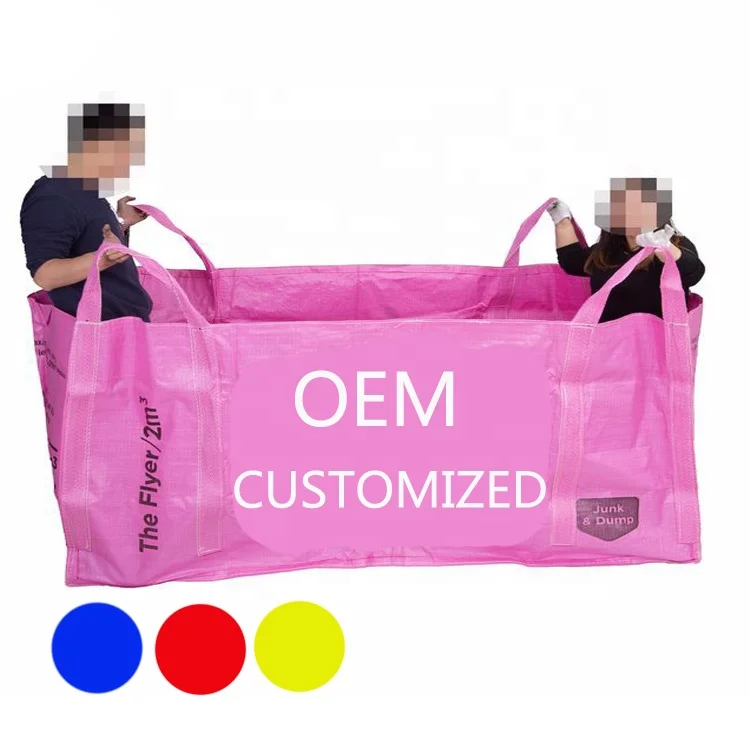 3 Yard cubic meter customized Heavy Duty big building bag dumpster industry jumbo skip bag for garden waste engineering