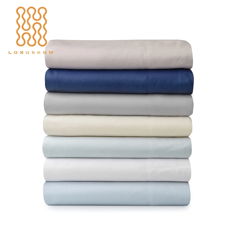 Wholesale 100% cotton 300TC Sateen plain fabric for bed sheet 250cm-280cm width fabric in roll