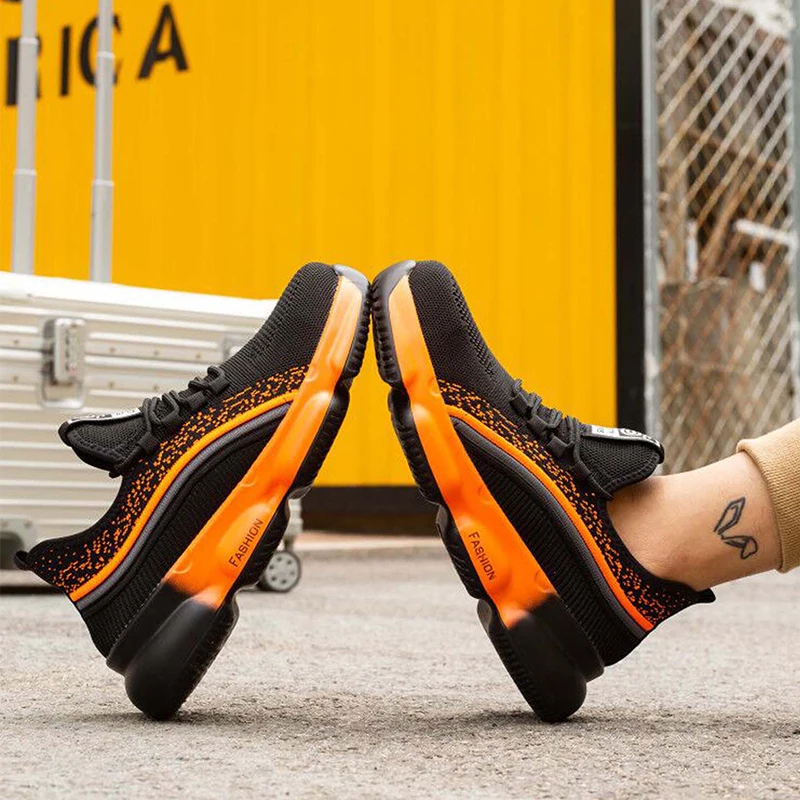 Air-permeable outsole anti-crush and anti-puncture safety shoes for men wear resistant work shoes