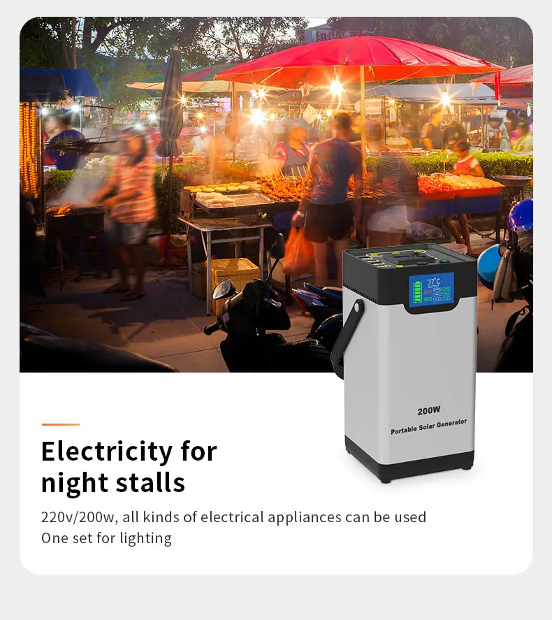 Portable Power Station 200W Lithium Battery with spare batter and LED Light for Family Travel Emergency