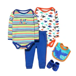 New Fashion 100% Cotton Embroidered Baby Clothes Long Sleeve Baby Boy Clothing Set