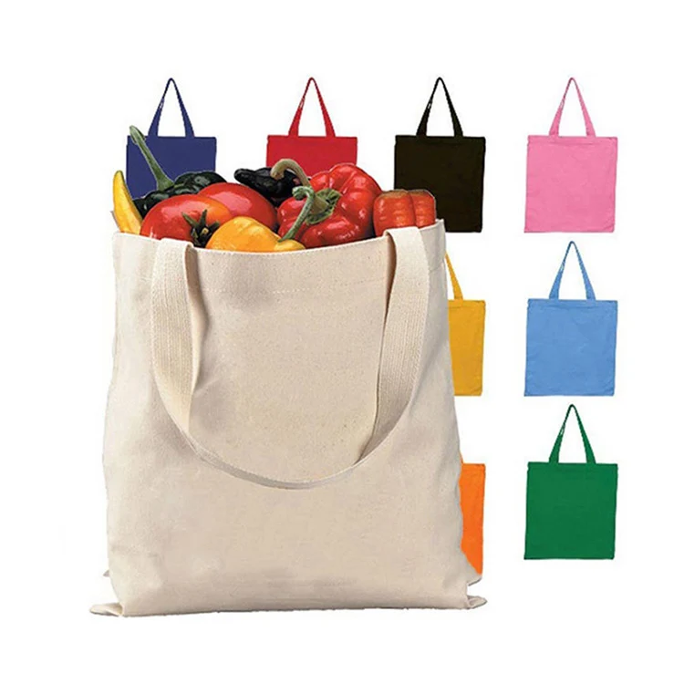 Extra Large Foldable Canvas Grocery Laptop Bag Pouch Printed Logo Cotton Shoulder Bag Eco Colored Canvas Shopping Tote Bag