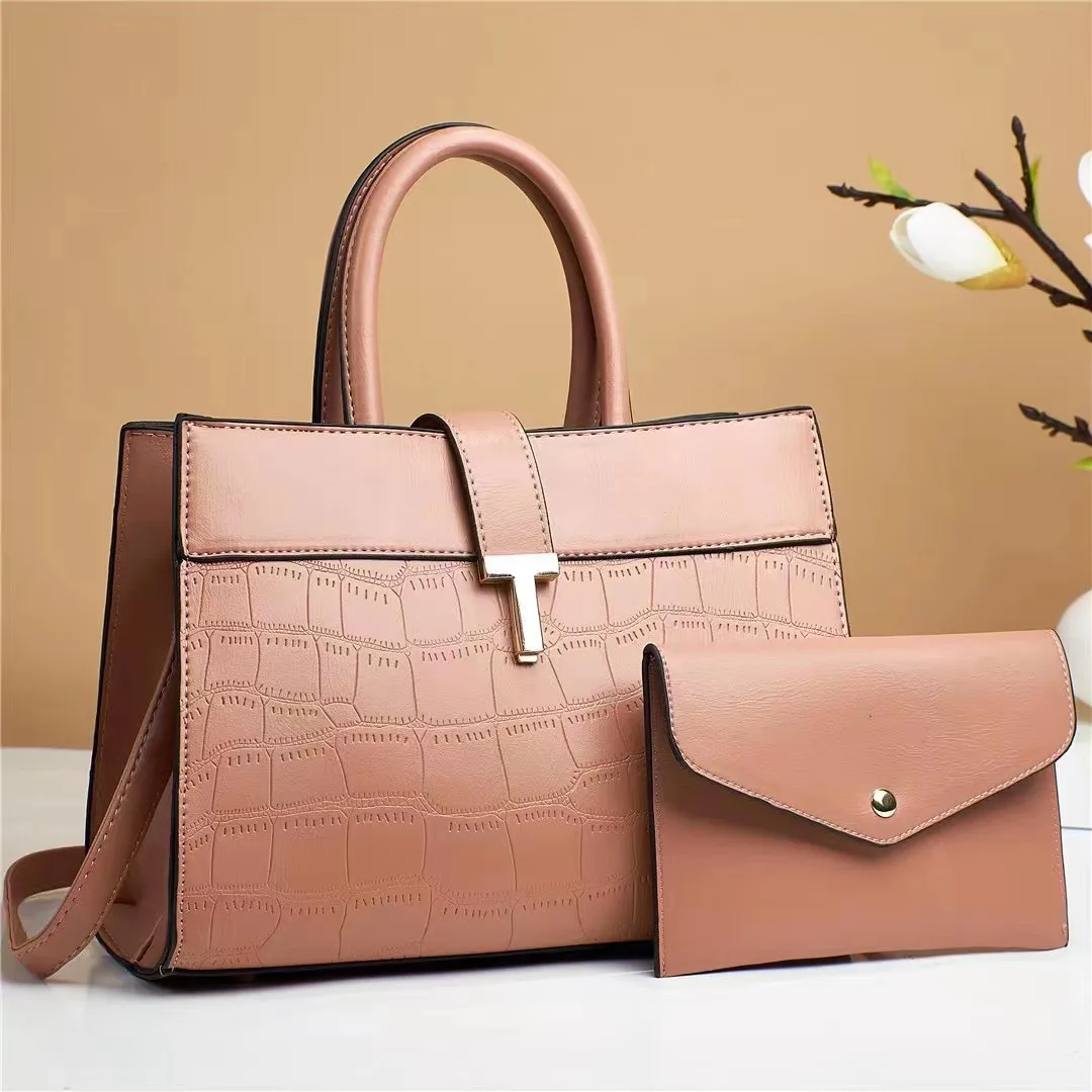 Luxury Women Bags New Pu Leather Tote Bag Shoulder Bag And Purses For Ladies Fashion Women Handbag Set Of 2 Pieces With Wallet