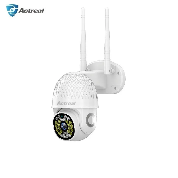 Factory OEM Two Way Talking 28 Lights Night Vision Starlight Auto Tracking IP66 Wireless Outdoor PTZ Dome Security Camera WiFi