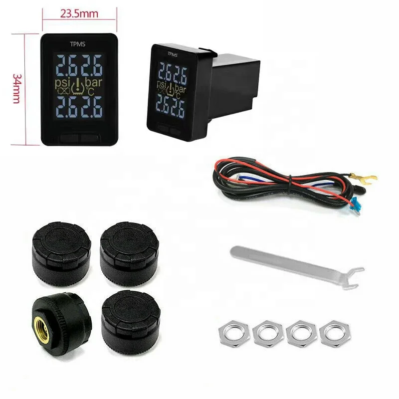 Система контроля давления в шинах Автомобильная Водонепроницаемая с 4 датчиками и наружными датчиками
