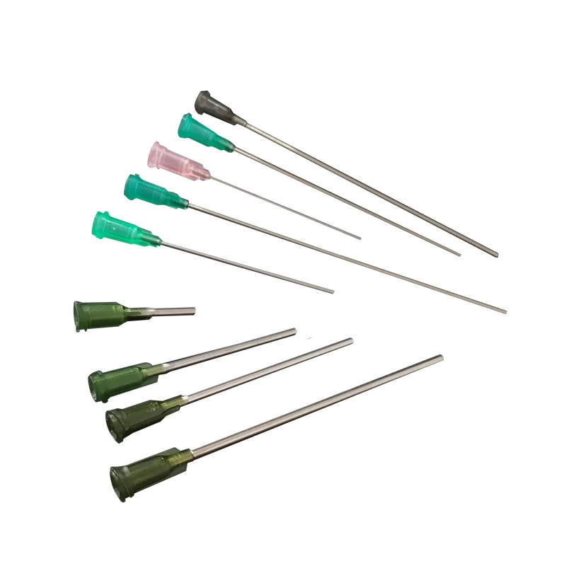 Plastic and stainless steel threaded extension glue dispensing needles