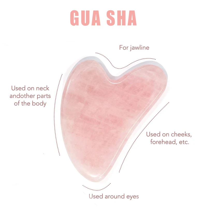 Товары для здоровья, шея, спина, всего тела, гуаша кварцевая розовая доска, массажные инструменты для соскабливания лица с сумкой