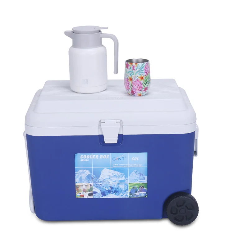 Gint 50L Cooler Box With Wheels Insulated Ice Chest Cooler for Camping and Outdoor