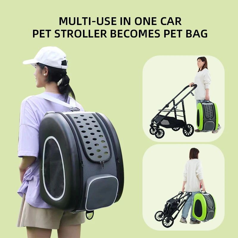 Folding Stroller For Dogs And Cats Pet Transport Trolley Four Rounds Pet Travel Stroller - Foldable With One Hand