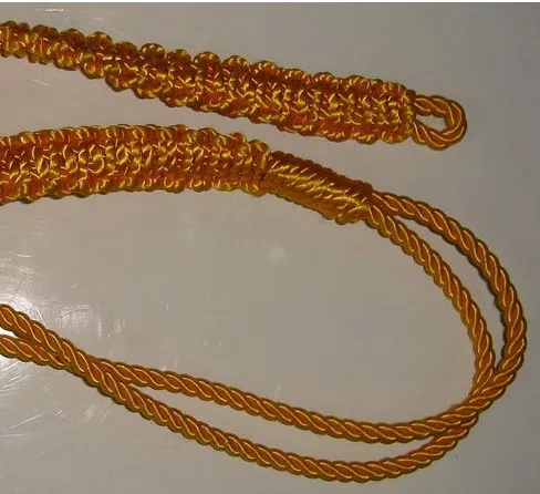 premium quality officer uniform gold silk cord customized whole sale price twisted lanyards dress cords
