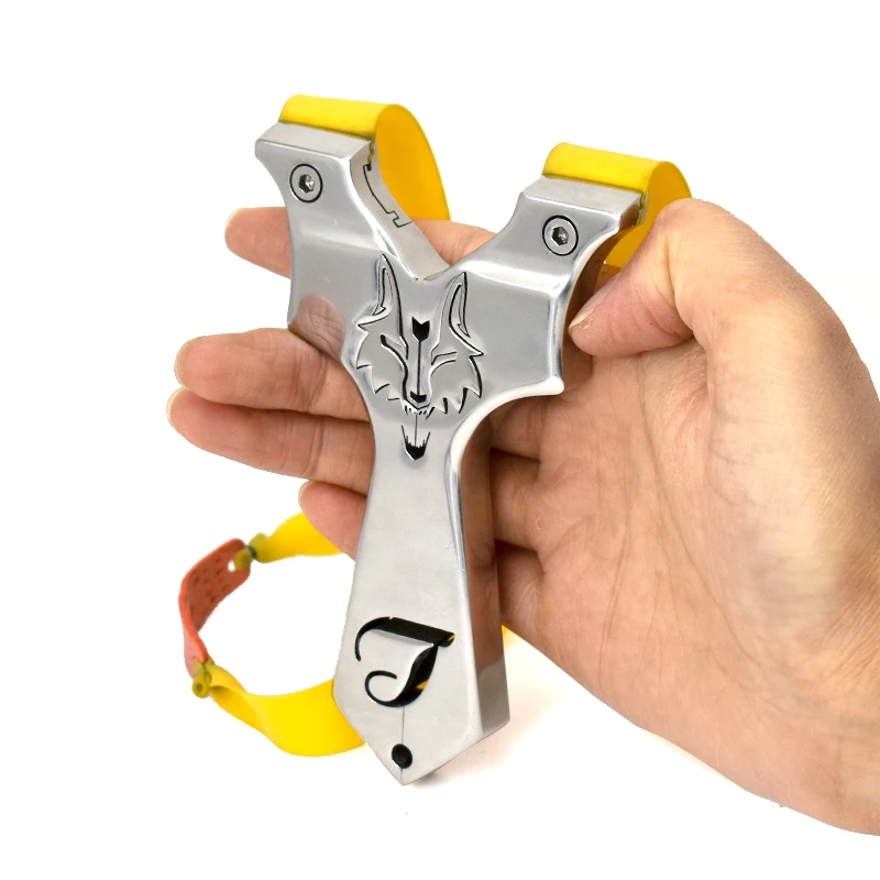 Outdoor Hunting Slingshot Wolf Head Metal Slingshot Stainless Steel  Shooting Catapult Slingshot