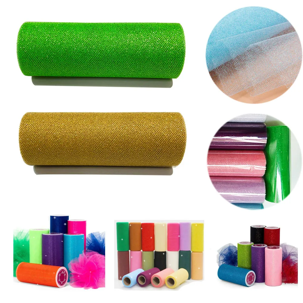 48 colors 15cm 50yards Wholesale sofra glitter tulle gauze tulle dure tulle elastic fabric